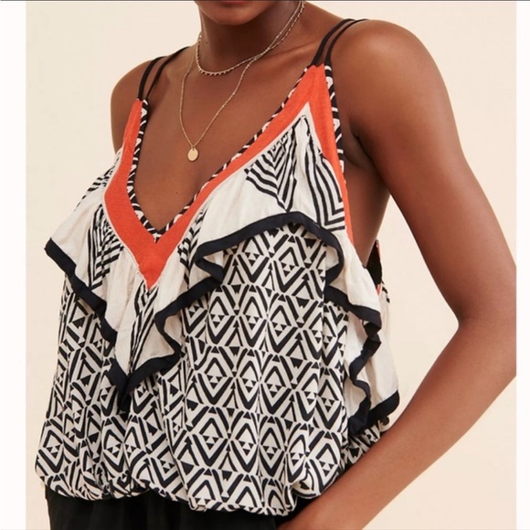 Free People Boho Print Ruffle Blouse - Picture 1 of 9